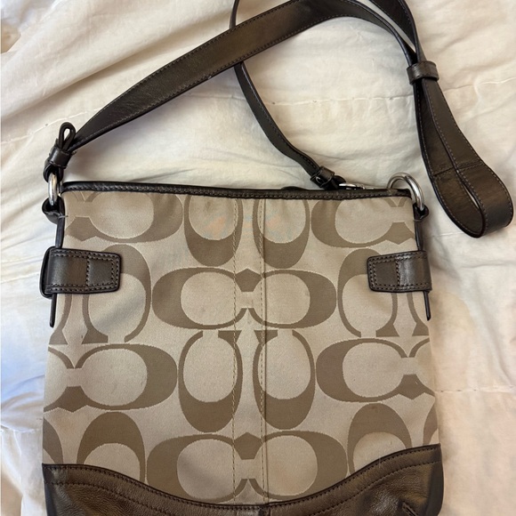 Vintage Coach Signature Crossbody Shoulder Bag in Khaki/Brown - Picture 11 of 11